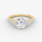 Load image into Gallery viewer, Round Cut - Pave Band - Cluster Ring - 18 K Gold
