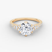 Round Cut - Pave Band - Cluster Ring - 14 K Gold