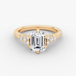 Load image into Gallery viewer, Emerald Cut - Plain Band - Cluster Ring - 18 K Gold
