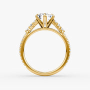 Emerald Cut - Pave Band - Cluster Ring - 14 K Gold