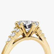 Emerald Cut - Plain Band - Cluster Ring - 14 K Gold