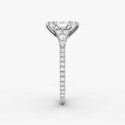 Emerald Cut - Pave Band - Cluster Ring - 18 K Gold