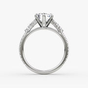 Emerald Cut - Pave Band - Cluster Ring - 14 K Gold