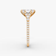 Emerald Cut - Pave Band - Cluster Ring - 18 K Gold