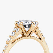 Emerald Cut - Pave Band - Cluster Ring - 18 K Gold