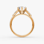 Load image into Gallery viewer, Emerald Cut - Pave Band - Cluster Ring - 14 K Gold
