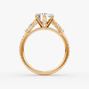 Emerald Cut - Pave Band - Cluster Ring - 14 K Gold