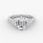 Load image into Gallery viewer, Emerald Cut - Plain Band - Cluster Ring - 14 K Gold
