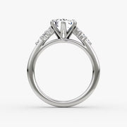 Emerald Cut - Plain Band - Cluster Ring - 18 K Gold