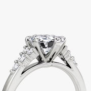 Emerald Cut - Plain Band - Cluster Ring - 18 K Gold