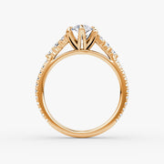 Marquise Cut - Pave Band - Cluster Ring - 18 K Gold