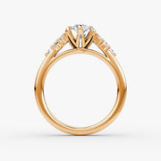 Marquise Cut - Plain Band - Cluster Ring - 18 K Gold
