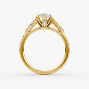 Marquise Cut - Pave Band - Cluster Ring - 14 K Gold