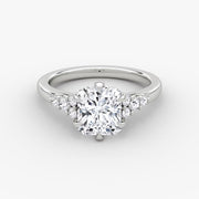 Radiant Cut - Plain Band - Cluster Ring - 14 K Gold