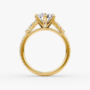 Radiant Cut - Pave Band - Cluster Ring - 14 K Gold