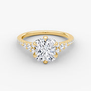 Radiant Cut - Pave Band - Cluster Ring - 18 K Gold
