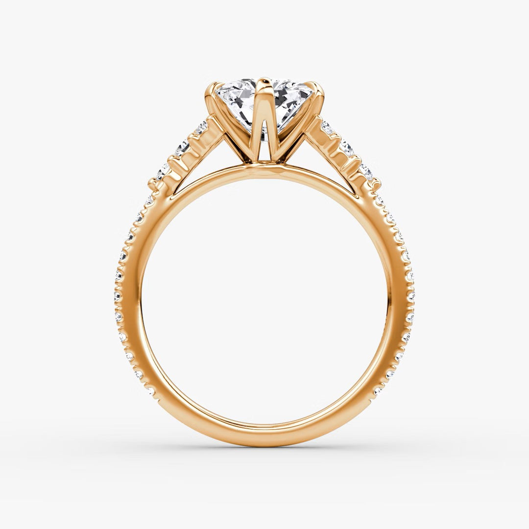 Radiant Cut - Pave Band - Cluster Ring - 14 K Gold