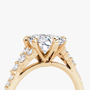Radiant Cut - Pave Band - Cluster Ring - 14 K Gold