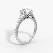 Cushion Cut - Pave Band - Cluster Ring - 14 K Gold
