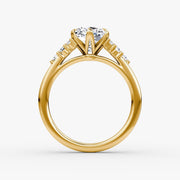 Cushion Cut - Plain Band - Cluster Ring - 18 K Gold