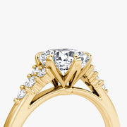 Cushion Cut - Plain Band - Cluster Ring - 14 K Gold