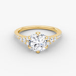 Load image into Gallery viewer, Cushion Cut - Pave Band - Cluster Ring - 18 K Gold
