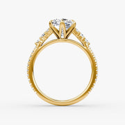 Cushion Cut - Pave Band - Cluster Ring - 18 K Gold