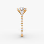 Cushion Cut - Pave Band - Cluster Ring - 14 K Gold