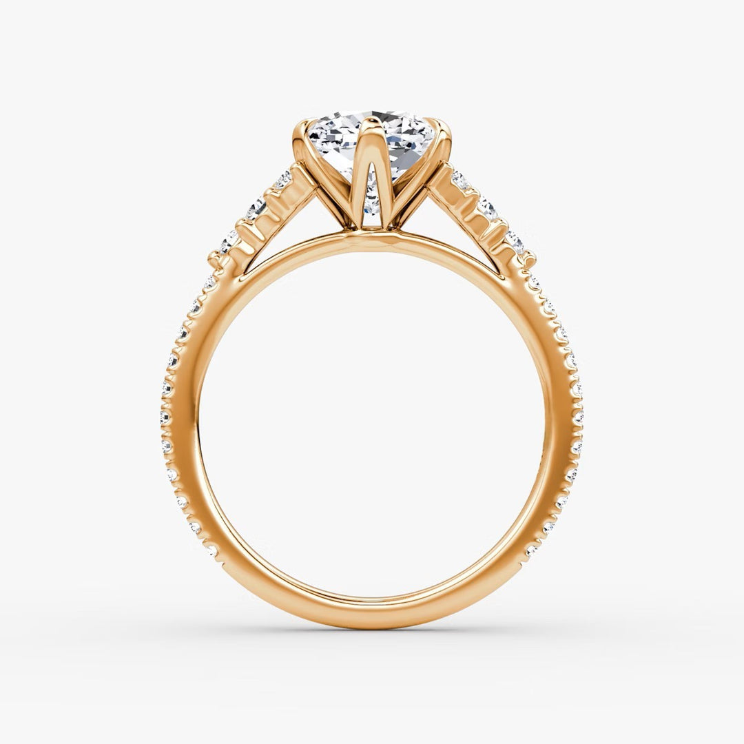 Cushion Cut - Pave Band - Cluster Ring - 18 K Gold