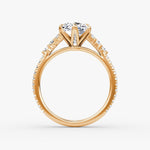 Load image into Gallery viewer, Cushion Cut - Pave Band - Cluster Ring - 14 K Gold
