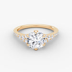 Load image into Gallery viewer, Cushion Cut - Pave Band - Cluster Ring - 18 K Gold
