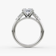 Princess Cut - Plain Band - Cluster Ring - 14 K Gold