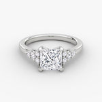 Load image into Gallery viewer, Princess Cut - Plain Band - Cluster Ring - 18 K Gold
