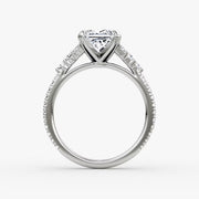 Princess Cut - Pave Band - Cluster Ring - 14 K Gold