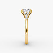 Princess Cut - Plain Band - Cluster Ring - 14 K Gold