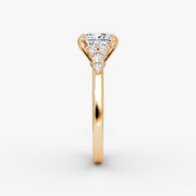 Princess Cut - Plain Band - Cluster Ring - 18 K Gold