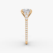 Princess Cut - Pave Band - Cluster Ring - 14 K Gold