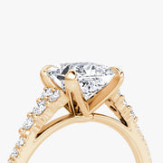 Princess Cut - Pave Band - Cluster Ring - 14 K Gold