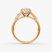 Pear Cut - Pave Band - Cluster Ring - 14 K Gold