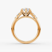 Pear Cut - Plain Band - Cluster Ring - 18 K Gold