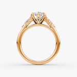 Load image into Gallery viewer, Pear Cut - Plain Band - Cluster Ring - 14 K Gold
