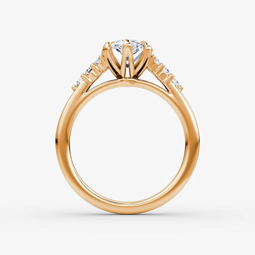 Pear Cut - Plain Band - Cluster Ring - 14 K Gold
