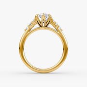 Pear Cut - Plain Band - Cluster Ring - 18 K Gold