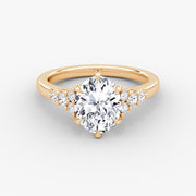 Oval Cut - Plain Band - Cluster Ring - 14 K Gold