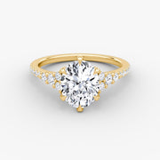 Oval Cut - Pave Band - Cluster Ring - 14 K Gold