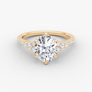 Oval Cut - Pave Band - Cluster Ring - 14 K Gold
