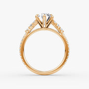Oval Cut - Pave Band - Cluster Ring - 18 K Gold