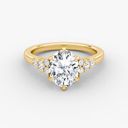 Oval Cut - Plain Band - Cluster Ring - 14 K Gold