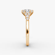 Cushion Cut - Plain Band - Cluster Ring - 14 K Gold