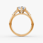 Cushion Cut - Plain Band - Cluster Ring - 18 K Gold